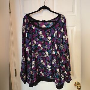 Floral Skull Print Women's Top